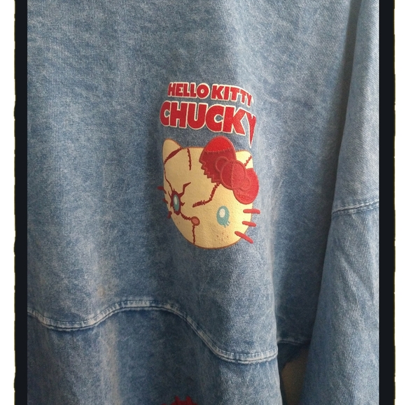 ☠️ Hello Kitty 'CHUCKY' ☠️ Faux Denim L/S Shirt - XS (runs big) - Picture 2 of 6